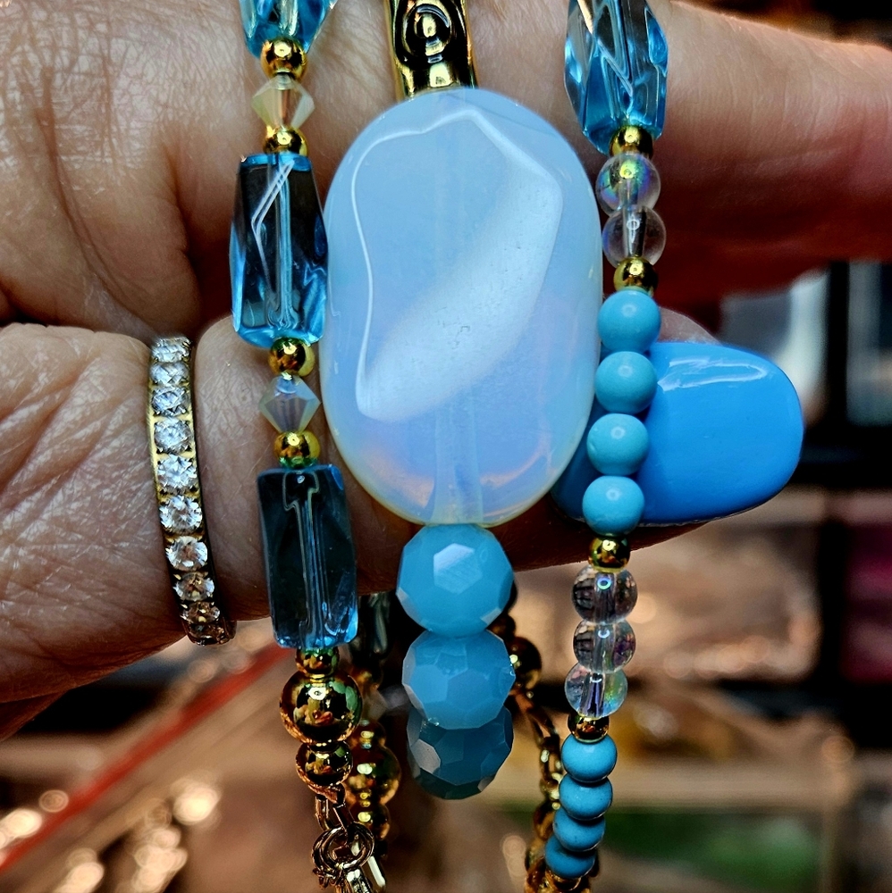 SALE!! Three Bracelet Set in Robins Egg Blue and 14k Gold-Fill